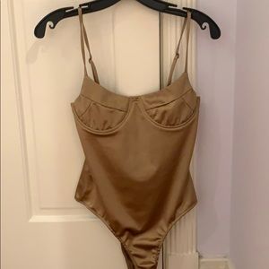 Pretty little thing gold satin bodysuit